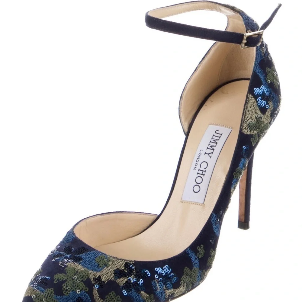 Jimmy Choo /  Lucy 100 D’Orsay Pumps Sequin floral Pattern 39 9